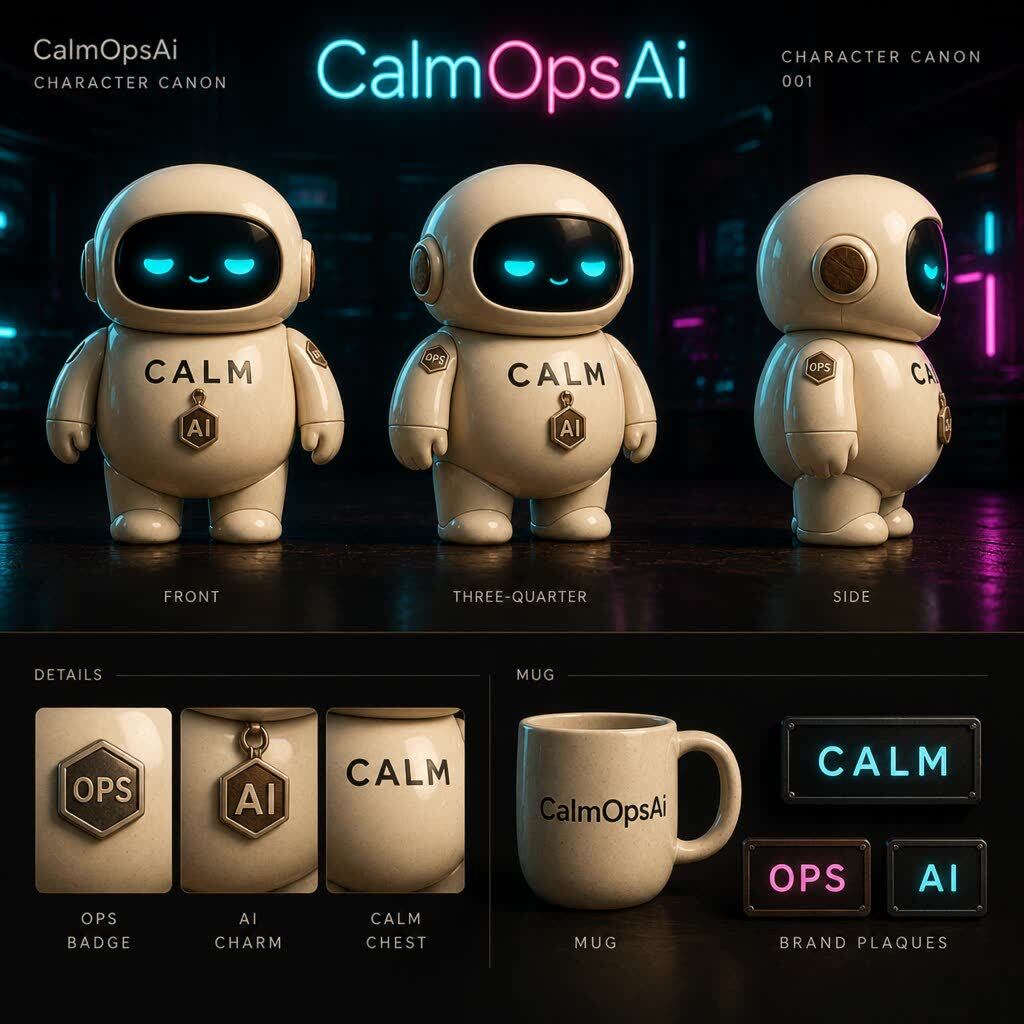 Лист персонажа CALM: CalmOpsAi, таблички CALM OPS AI